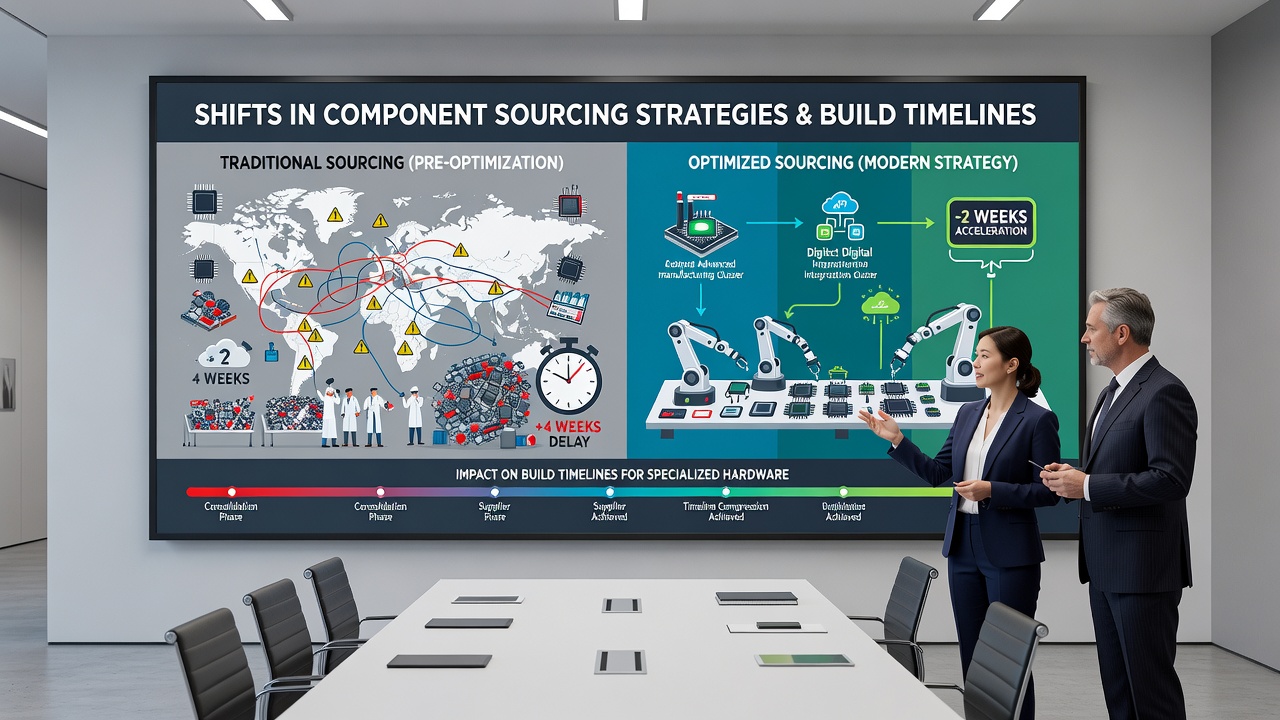 Timeline chart depicting extended hardware assembly schedules due to diversified sourcing